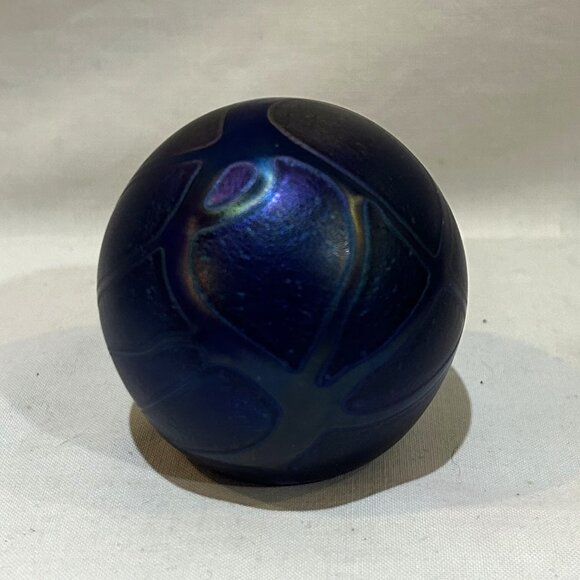 Phoenician Malta Art Glass Hand Made Paperweight 2.75" Etched Signature VTG - Picture 1 of 9